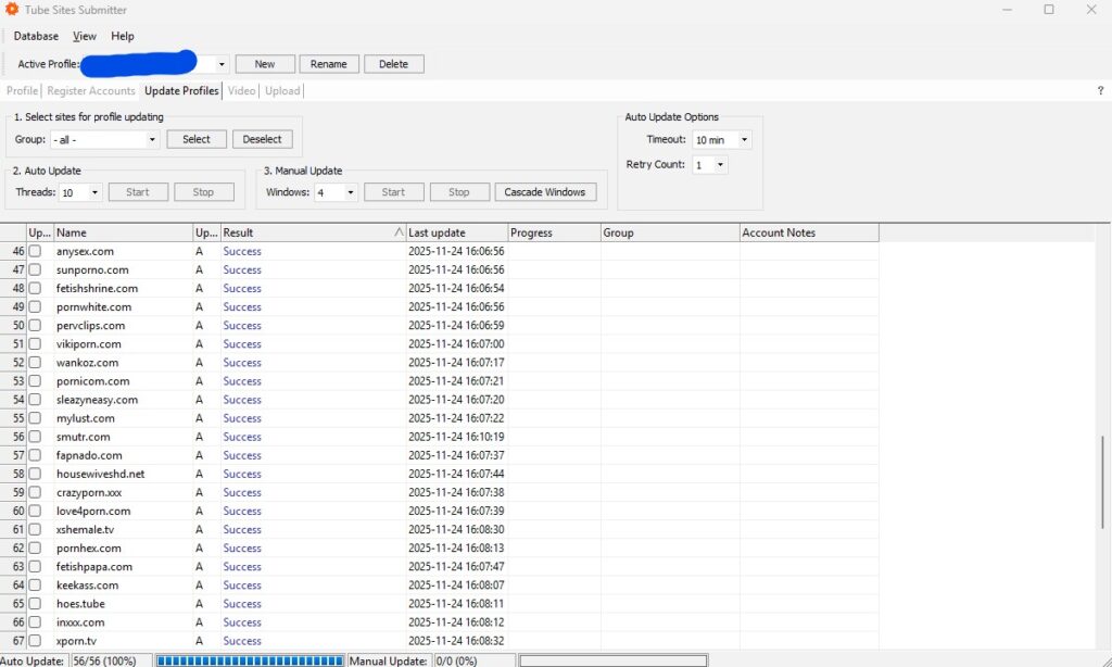 Update Profiles Tube Sites Submitter